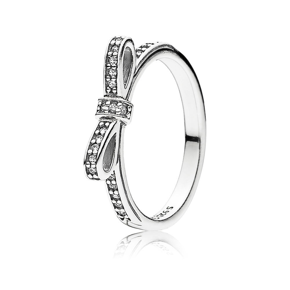 Pandora Silver Sparkling Bow Ring